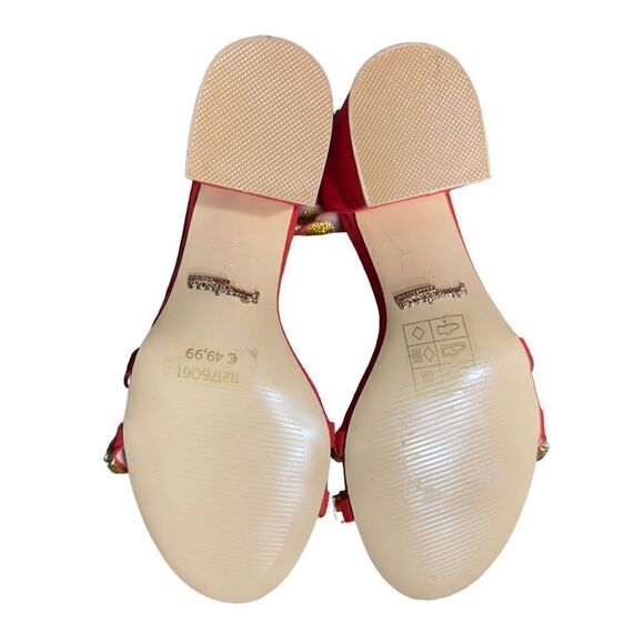 PRIMA DONNA Collection Big Studs Red Strappy Heeled Sandals Size 37 (6.5 US) - Picture 14 of 15